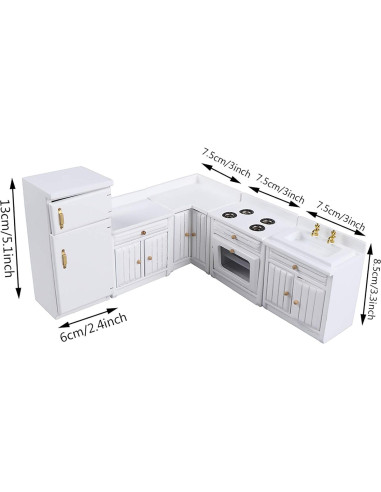 Kit de Muebles de Cocina para Casa de Muñecas Haomian 1:12