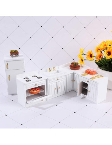 Kit de Muebles de Cocina para Casa de Muñecas Haomian 1:12