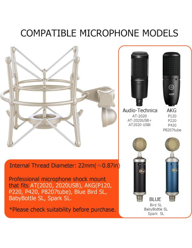 Soporte de choque para micrófono MX22-L, metal, 0.56 kg