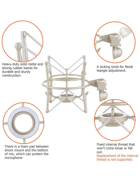 Soporte de choque para micrófono MX22-L, metal, 0.56 kg