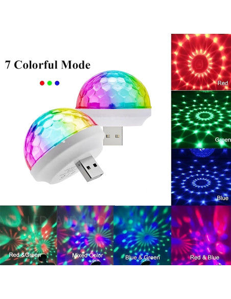 Luz Disco Mini USB Soseelnee 2 Paquetes RGB Activada por Sonido