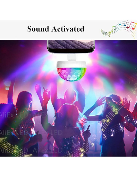 Luz Disco Mini USB Soseelnee 2 Paquetes RGB Activada por Sonido