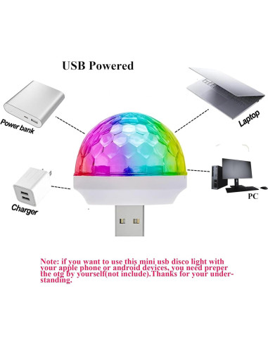 Luz Disco Mini USB Soseelnee 2 Paquetes RGB Activada por Sonido