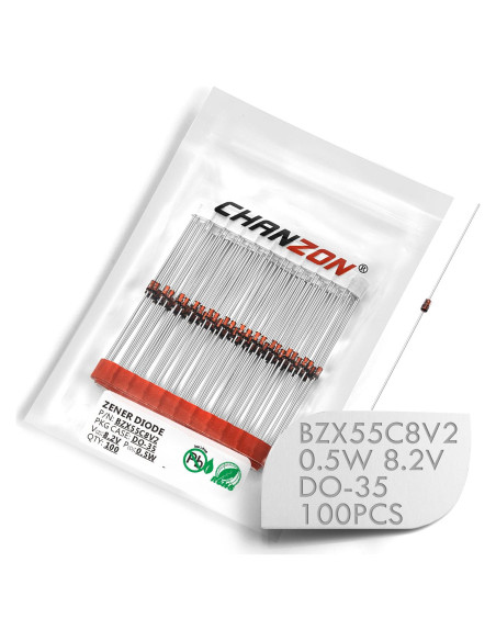 Paquete de 100 Diodos Zener Chanzon BZX55C8V2 0.5W 8.2V