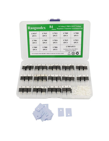 Kit de Surtido de Transistores Reguladores de Voltaje Raogoodcx 84 Pcs