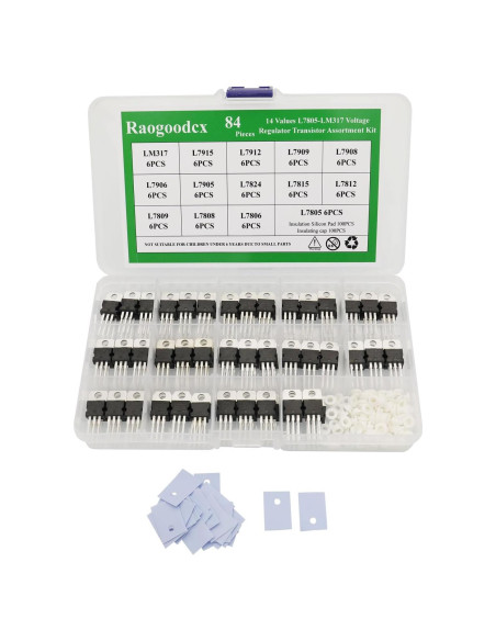 Kit de Surtido de Transistores Reguladores de Voltaje Raogoodcx 84 Pcs