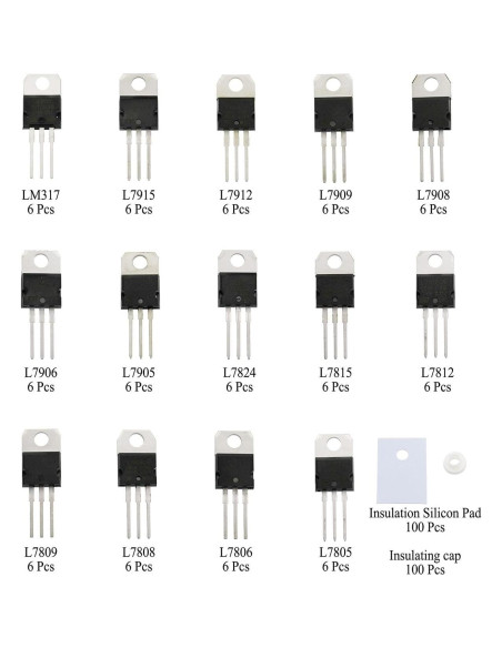 Kit de Surtido de Transistores Reguladores de Voltaje Raogoodcx 84 Pcs