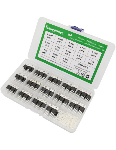 Kit de Surtido de Transistores Reguladores de Voltaje Raogoodcx 84 Pcs