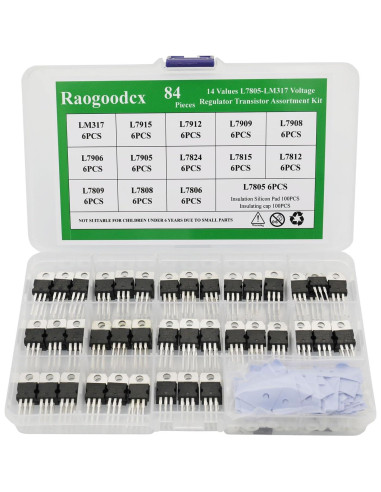 Kit de Surtido de Transistores Reguladores de Voltaje Raogoodcx 84 Pcs