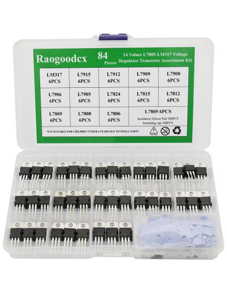 Kit de Surtido de Transistores Reguladores de Voltaje Raogoodcx 84 Pcs