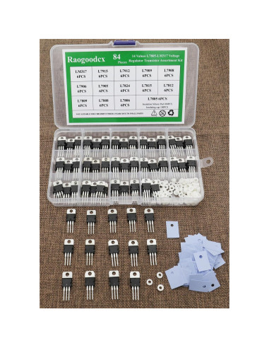 Kit de Surtido de Transistores Reguladores de Voltaje Raogoodcx 84 Pcs