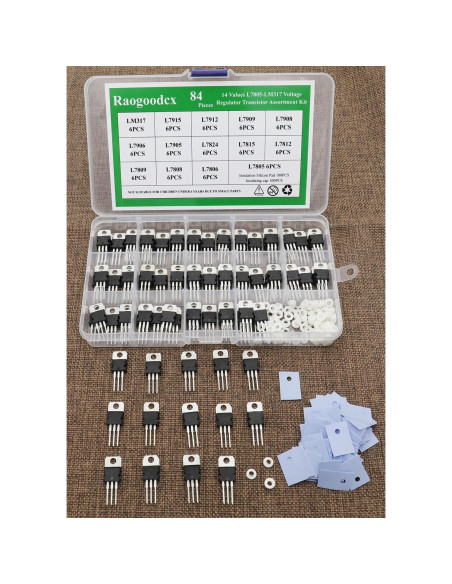 Kit de Surtido de Transistores Reguladores de Voltaje Raogoodcx 84 Pcs