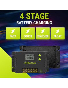 Controlador de Carga Solar PWM 20A Newpowa 12V/24V LCD 2