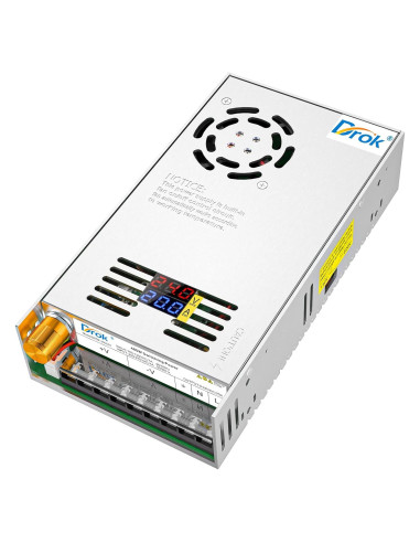 Fuente de Alimentación DROK 24V 20A Ajustable Doble Pantalla