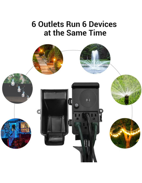 Enchufe Inteligente DEWENWILS WiFi 6 Salidas 1.83m Impermeable