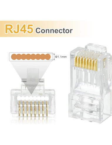 Conectores RJ45 Pasantes Cat6 MECCANIXITY 30pcs 1.1mm