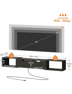 Soporte de TV Flotante HOOBRO 158 cm con Toma de Corriente 2