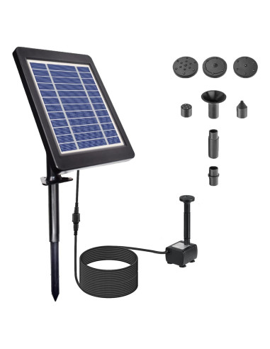 Bomba de Agua Solar BSV 3.5W con Panel 22.9x18 cm y 8 Boquillas