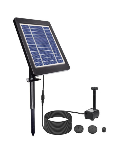 Bomba de Agua Solar BSV 3.5W con Panel 22.9x18 cm y 8 Boquillas