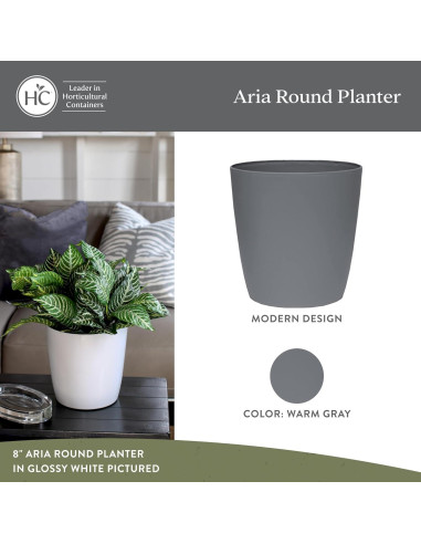 Maceta Redonda Autorriego El HC Companies 15.24 cm Gris Cálido - Paquete de 2