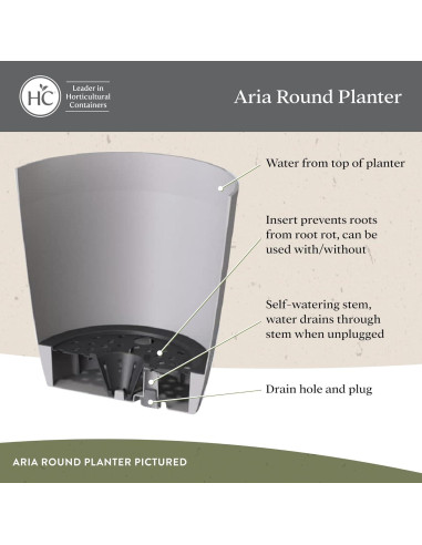 Maceta Redonda Autorriego El HC Companies 15.24 cm Gris Cálido - Paquete de 2