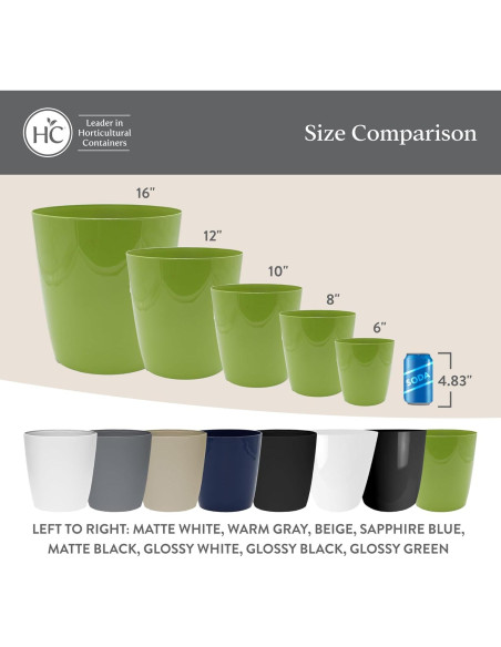 Maceta Redonda Autorriego El HC Companies 15.24 cm Gris Cálido - Paquete de 2