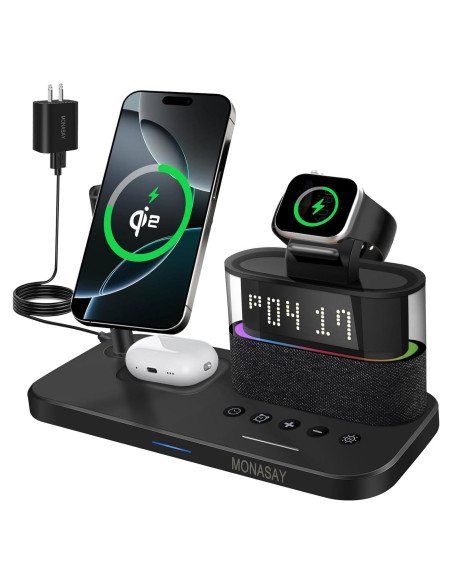 Estación de Carga Inalámbrica 5 en 1 MONASAY Negro