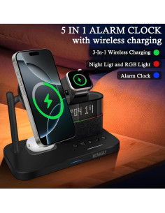 Estación de Carga Inalámbrica 5 en 1 MONASAY Negro 2