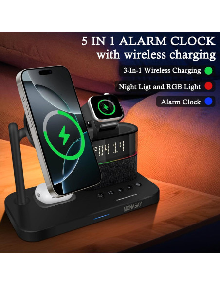 Estación de Carga Inalámbrica 5 en 1 MONASAY Negro