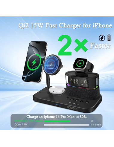 Estación de Carga Inalámbrica 5 en 1 MONASAY Negro