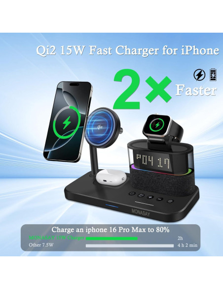 Estación de Carga Inalámbrica 5 en 1 MONASAY Negro