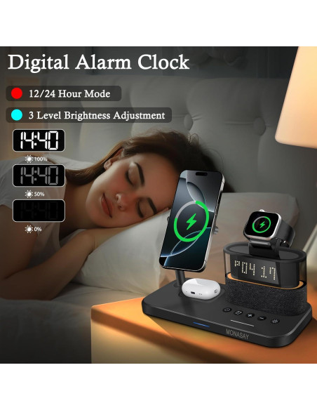 Estación de Carga Inalámbrica 5 en 1 MONASAY Negro