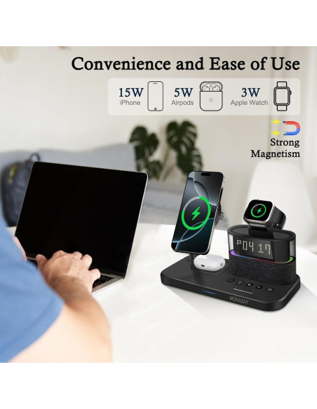 Estación de Carga Inalámbrica 5 en 1 MONASAY Negro