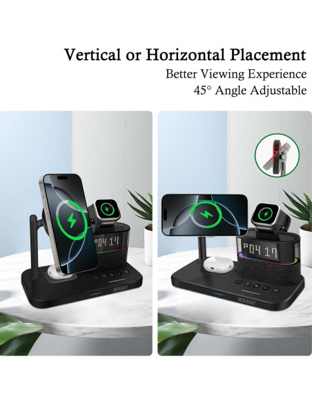 Estación de Carga Inalámbrica 5 en 1 MONASAY Negro