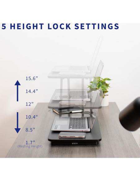 Elevador de Teclado Ergonómico VIVO 60x30 cm Ajustable Negro