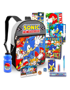 Mochila Escolar Sonic The Hedgehog 16" + Suministros Niños