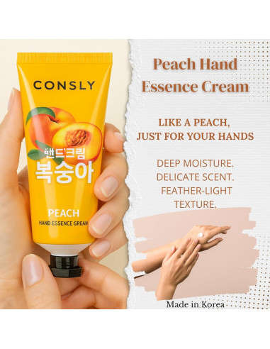 Crema Hidratante para Manos Consly 100 ml - Cuidado Coreano Durazno