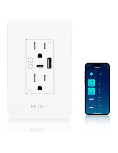 Receptáculo de Pared USB Inteligente MOES con Cargador Type-C