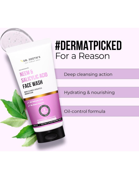 Limpiador Facial Dr. Sheth con Neem y Ácido Salicílico 100 ml