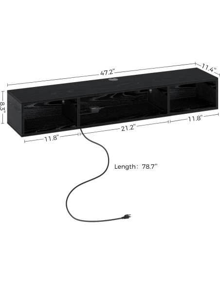 Soporte de TV Rolanstar 120 cm con luces LED y toma de corriente