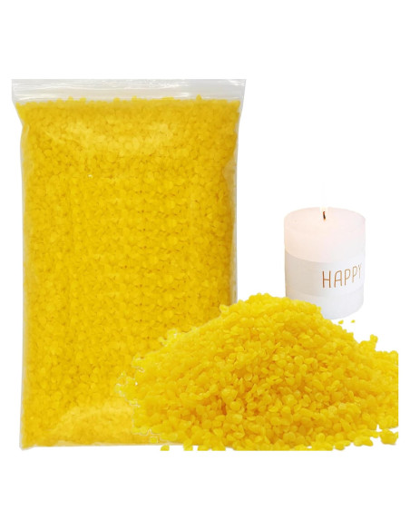 Gránulos de Cera de Abeja Amarilla AHSNYLC 448g para Velas y Cosméticos