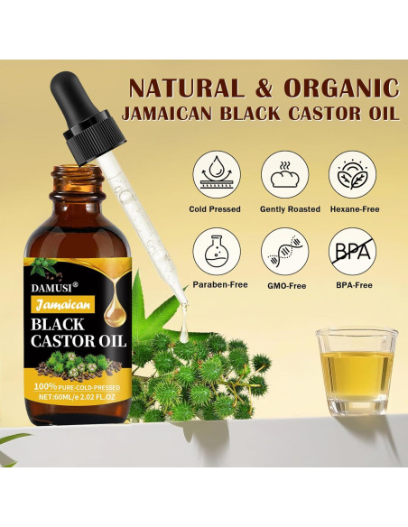 Aceite de Ricino Negro Jamaicano DAMUSI 118 ml Orgánico Prensado en Frío