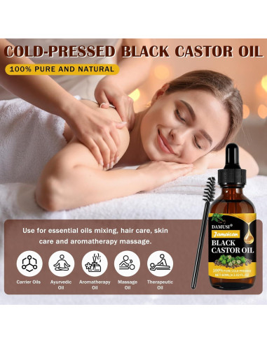 Aceite de Ricino Negro Jamaicano DAMUSI 118 ml Orgánico Prensado en Frío