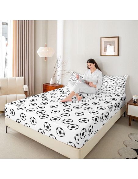 Juego de Sábanas Ajustadas Manfei Tamaño Completo Fútbol