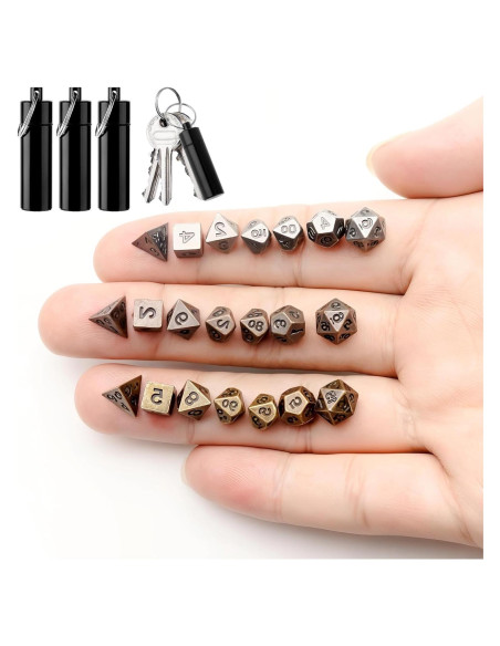Conjunto de Dados Mini D&D Grevosea 21 Pcs Metal EDC