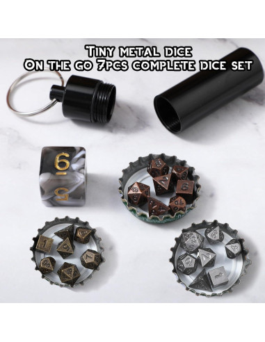 Conjunto de Dados Mini D&D Grevosea 21 Pcs Metal EDC