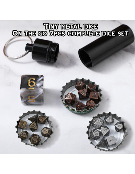 Conjunto de Dados Mini D&D Grevosea 21 Pcs Metal EDC