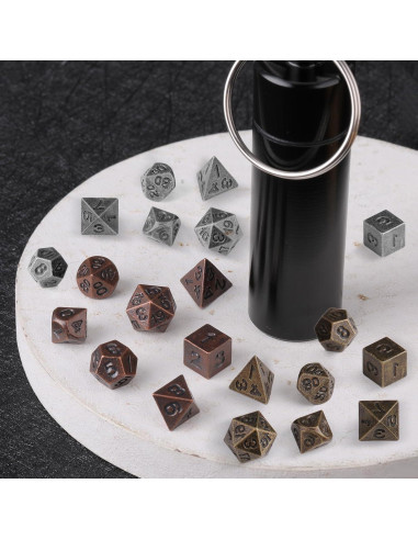 Conjunto de Dados Mini D&D Grevosea 21 Pcs Metal EDC