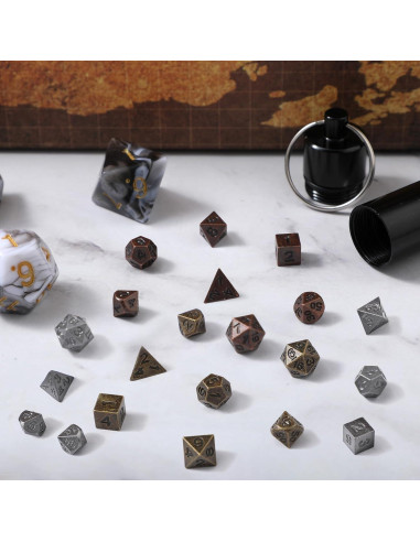 Conjunto de Dados Mini D&D Grevosea 21 Pcs Metal EDC