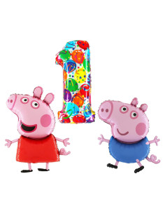 Paquete de globos Peppa Pig Toyland - 2 globos 93.98 cm y 1 globo 101.6 cm
